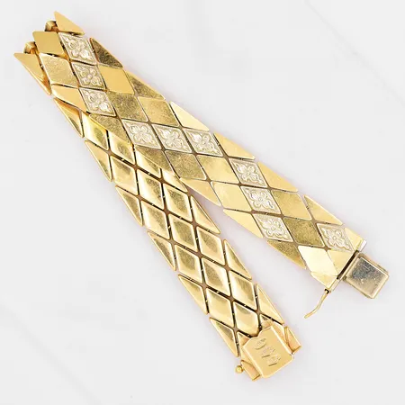 Armband gulguld/vitguld längd 19cm bredd 14,5mm UnoAErre 18K Vikt: 28 g