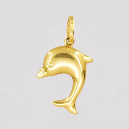 Hänge delfin längd 25mm inklusive ögla bredd 14mm ihålig 18K Vikt: 0,9 g