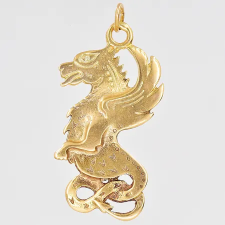 Hänge drake längd 35mm inklusive ögla bredd 17mm ograverad 18K Vikt: 3,7 g