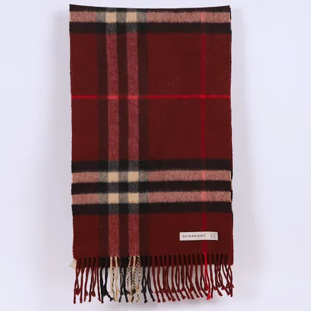 Halsduk Burberry Check, oxblood röd cashmere, 168x30cm, ref-nr: 3826754, utan tillbehör.