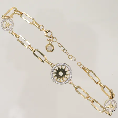 Armband med vita stenar, längd 18+4 cm, 14K 5,3g 