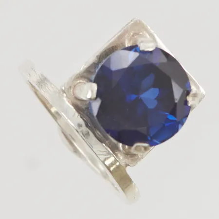 Ring stl:18 blå sten 925/1000 Silver 6,3g.