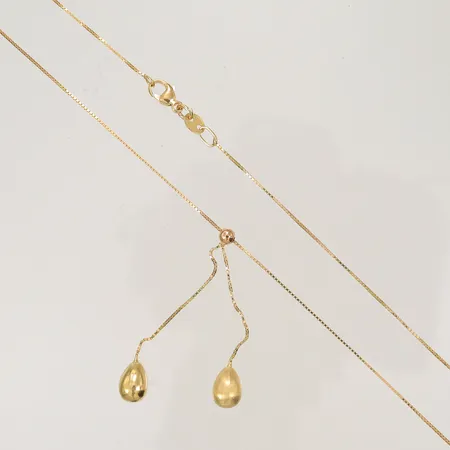 Halscollier med droppar, 43cm, bredd 0,6mm, hängets längd 4cm, GHA, 18K  Vikt: 2,2 g