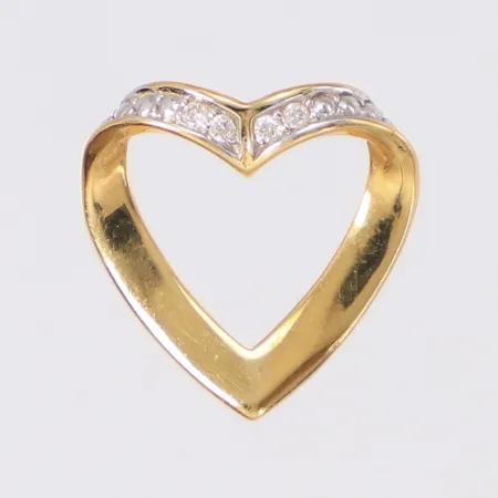 Hänge hjärta med diamanter 4x ca 0,005ct, längd 12,7mm, bredd 12,6mm, tvåfärgat, 18K  Vikt: 0,9 g