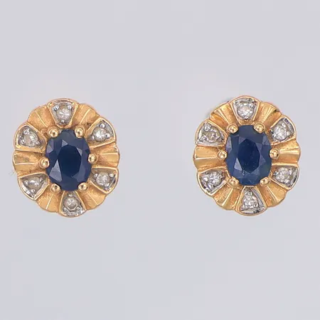 Örhängen safir diamanter 6 x ca 0,005ct längd 8,1mm bredd 7,2mm, 18K Vikt: 1,7 g