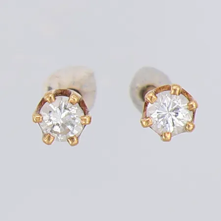 Örhängen diamanter 2 x ca 0,10ct Ø3,7mm, saknar snurrebussar, 18K