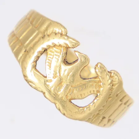 Ring stl:21¼, öppen skena, justerbar, skev, ostämplad, 14K Vikt: 4,4 g