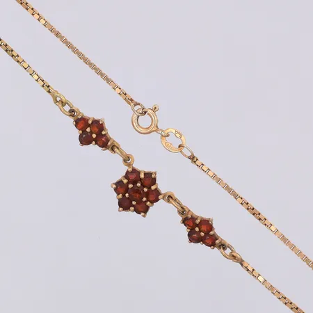 Collier Venezia granater längd 42,5cm bredd 1,2-10,5mm gulddoublé, silver 925/1000 Vikt: 4,7 g