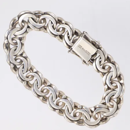 Armband Bismarck längd. 21,5cm, bredd 14,8mm, Janson Guldvaru Ab Victor Lindesberg år 1966, 925/1000 silver