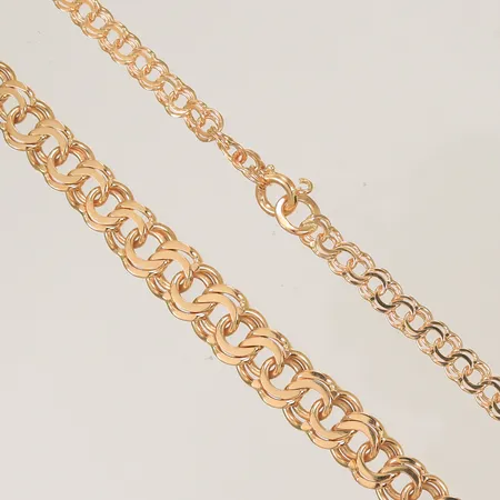 Halskedja doserad bismarck, 45cm, bredd 4-7,3mm, defekt lås, 18K Vikt: 19 g