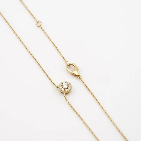Collier m integrerat diamant hänge, 42cm, bredd 1,5mm, hänge 6mm, 18k Vikt: 2 g