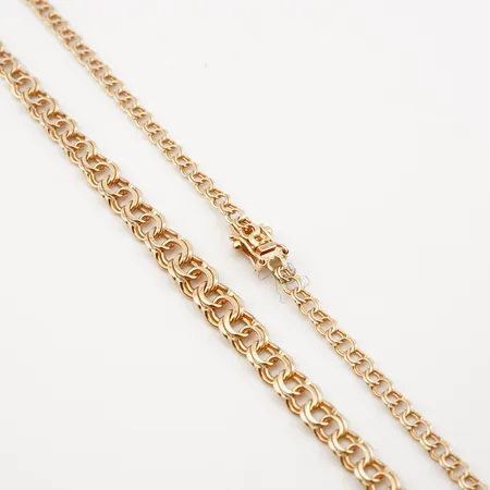 Collier, dosserad bismarck, 42cm, bredd 6mm, 18k, fint skick Vikt: 9 g