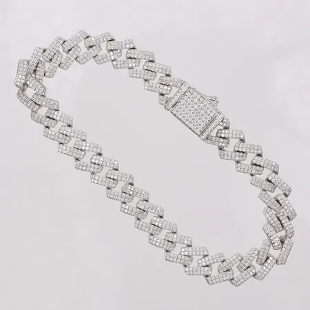 Armband med stenar längd ca 20cm, bredd 9,5mm. 925/1000 silver Vikt: 27,5 g