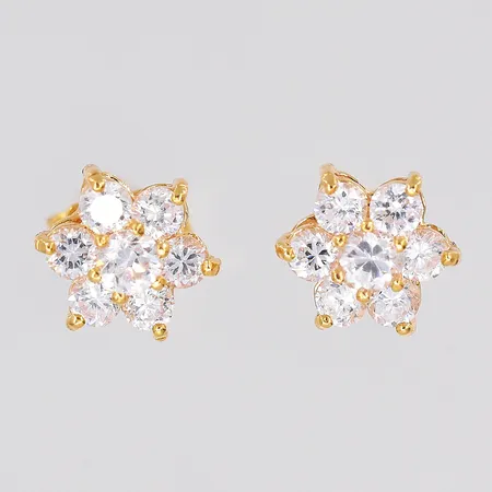 Örhängen med vita stenar Ø 7mm en stopp saknas ograverade 18K Vikt: 1,7 g