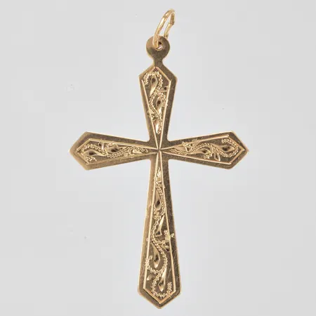 Hänge kors längd: ca 3,8cm bredd: ca 4-22mm 14K Vikt: 1,2 g