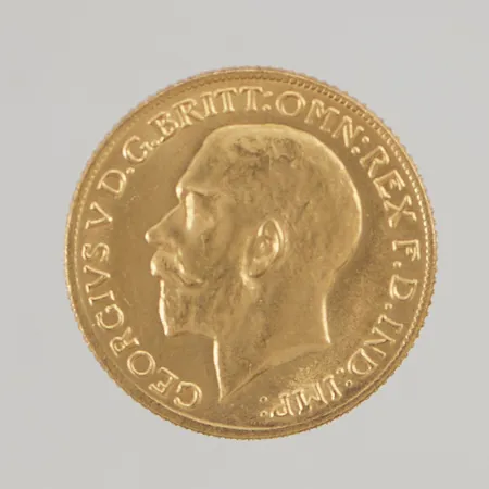 Guldmynt, Sovereign, Ø22mm, präglat år 1918, George V, 22K, 8,0g.