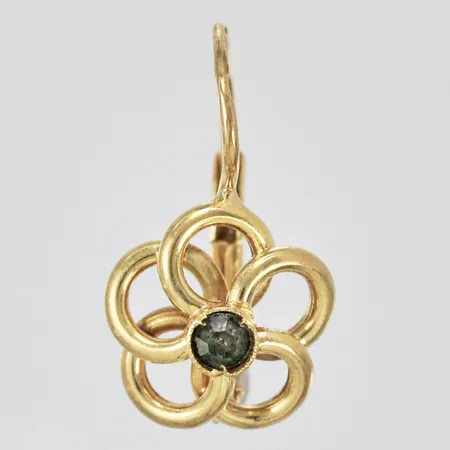 Udda örhänge med sten längd: ca 1,7cm bredd: ca 10mm 14K Vikt: 1 g