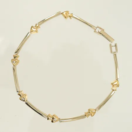 Armband tvåfärgat och vita stenar, 18,5cm, bredd 1,5-5mm, 18K  Vikt: 7,2 g