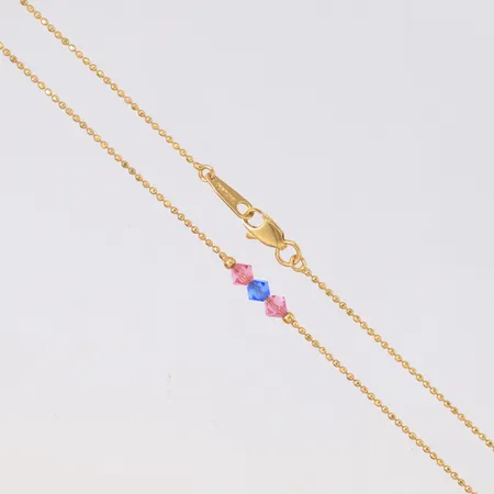 Collier med integrerade pärlor i rosa och blått, längd 43cm, bredd 4,1mm, 18K Vikt: 4 g