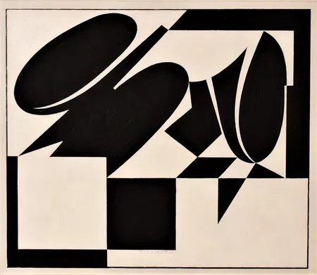 Tavla, olja på pannå, Victor Vasarely, 1954, NB-4, signerad Vasarely, utställd på Malmö konsthall år 1980 " Vasarely Retroperspektiv", ca 36x41,5cm, autentiserad av konstnären på medföljande fotokopia, denna signerad och daterad 1979.