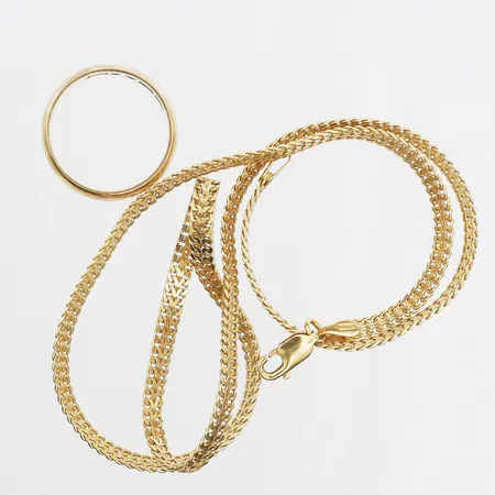 Kedja och ring, defekt, 18K Vikt: 13,2 g