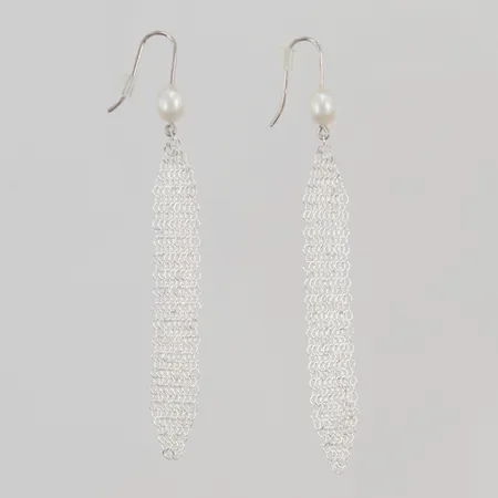 Örhängen Tiffany & Co Elsa Peretti "Tassel Mesh", 68mm, etui, påse, 925/1000 Silver 1,9g. 