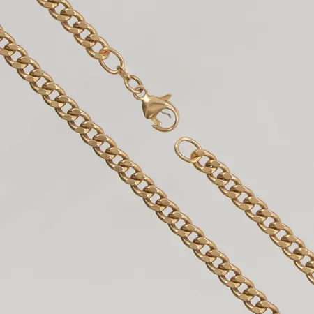 Kedja ihålig Pansar 46cm bredd:5,1mm skadat lås, 18K, 20,4g.