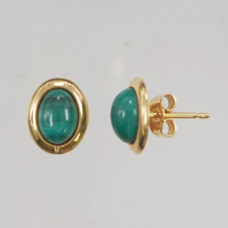 Örhängen, 8-10mm med malakiter, 18K 1,6g.