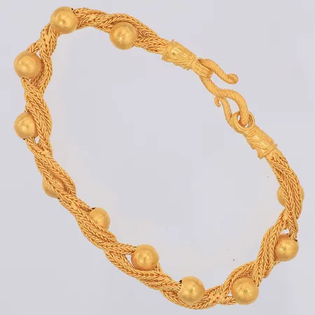 Armband tvinnad kulor längd 17,5cm bredd 7,5mm s-lås, 24K Vikt: 26,3 g
