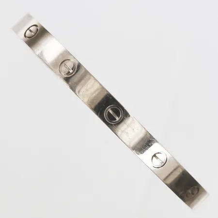 Armband Cartier Open Love Bracelet, serienummer OZH 227, storlek 20, vitguld, 18K vikt 28,7g, certifikat från Mallorca daterat 4 maj 2022, kvitto, box, ytterkartong samt originalpåse.