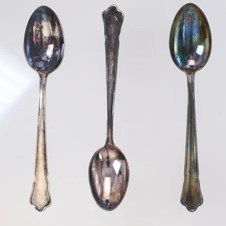 3 Kaffeskedar Chippendale, 12cm, 830/1000 silver Vikt: 37,6 g