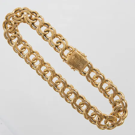 Armband Bismarck längd: 20,5cm, bredd: 10mm, svenska stämplar, något missfärgat, 18K Vikt: 38,2 g
