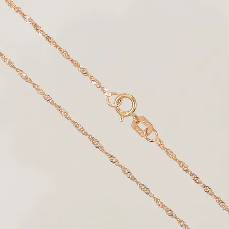 Halskedja singapore, längd ca 45cm, bredd ca 1mm, 18K, 1,3g 