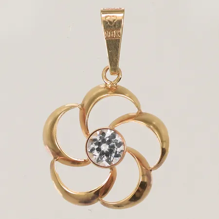 Hänge "blomma" längd ca 26mm, bredd ca 3-13mm, 18K, 1g 