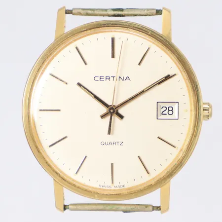 Armbandsur Certina 14K, 32mm, datum, personlig gravyr, går ej, inga tillbehör, bruttovikt: 21,1g