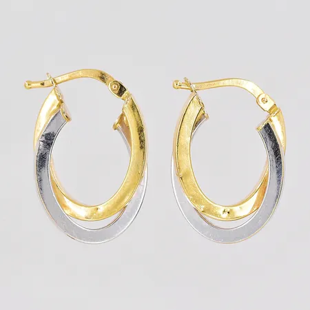 Örhängen längd 20mm vitguld/gulguld ihåliga buckliga 18K Vikt: 2,4 g