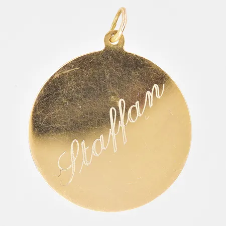 Hänge Ø 22mm graverad 18K Vikt: 1,7 g