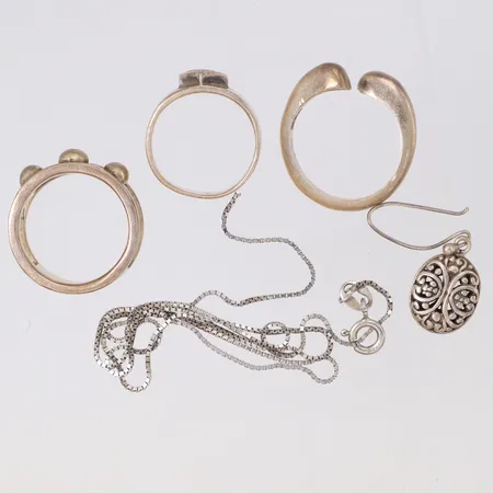 Diverse silver, defekt, skadat, 925/1000 silver Vikt: 21,2 g