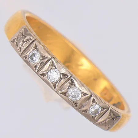 Ring diamanter 4 x ca 0,03ct stl:17, gravyr, 23K Vikt: 5,3 g