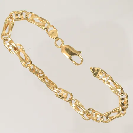Armlänk längd 19,5cm bredd 6mm, sliten/defekt låsögla, 18K 16,2g Vikt: 16,2 g