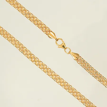 Halskedja, längd ca, 45cm, bredd 4 mm, ihålig, ojämna länkdelar, 21K, 4,8g Vikt: 4,8 g