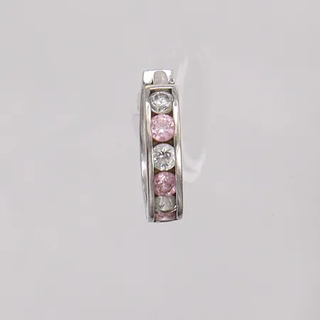 Udda örhänge creol med stenar caØ11,5mm, bredd 2,7mm, vitguld. 14K Vikt: 0,7 g