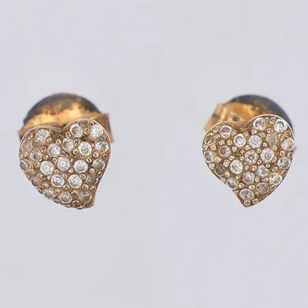 Örhängen hjärtan vita stenar 6mm, sliten gulddoublé, silver 925/1000 Vikt: 1,2 g