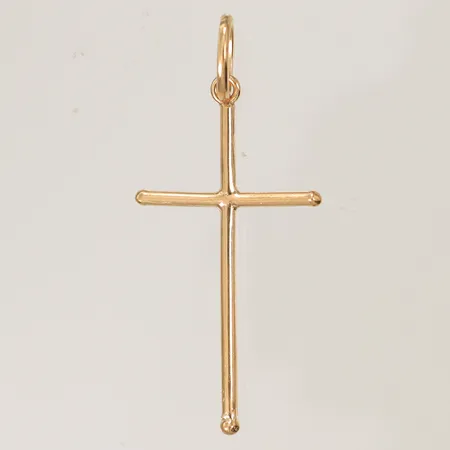 Hänge kors, 40x18mm inklusive hängöglan, ostämplad 18K  Vikt: 1,3 g