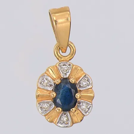 Hänge safir diamanter 6 x ca 0,005ct längd 15,1mm bredd 7,2mm Guldfynd, 18K Vikt: 0,7 g