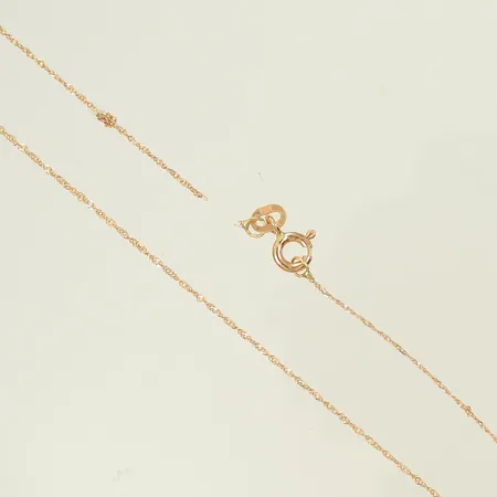 Halskedja singapore, längd 46,5cm, bredd 1mm (defekt, av, knutar) 18K, 1g