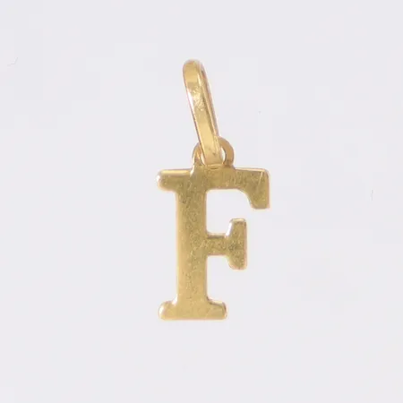 Hänge bokstav F, längd 12,5mm, bredd 5,2mm, 18K Vikt: 0,1 g