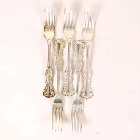 Fem gafflar modell Prins Albert, längd 14,5cm, GAB, silver 830/1000 Vikt: 143,9 g