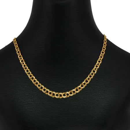 Halskedja Bismarck i 18K guld, doserad modell, Antar Guld Ab (JRA), svensk kontrollstämpel, längd knäppt 46,0 cm, bredd 3-6 mm, fint skick Vikt: 12 g