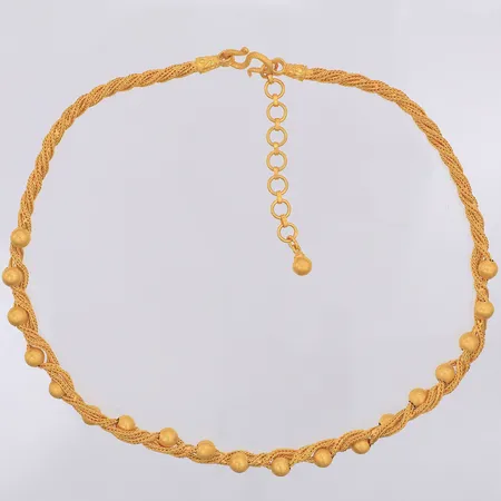 Collier tvinnad kulor längd 40-45cm bredd 7,5mm s-lås, 24K Vikt: 59 g